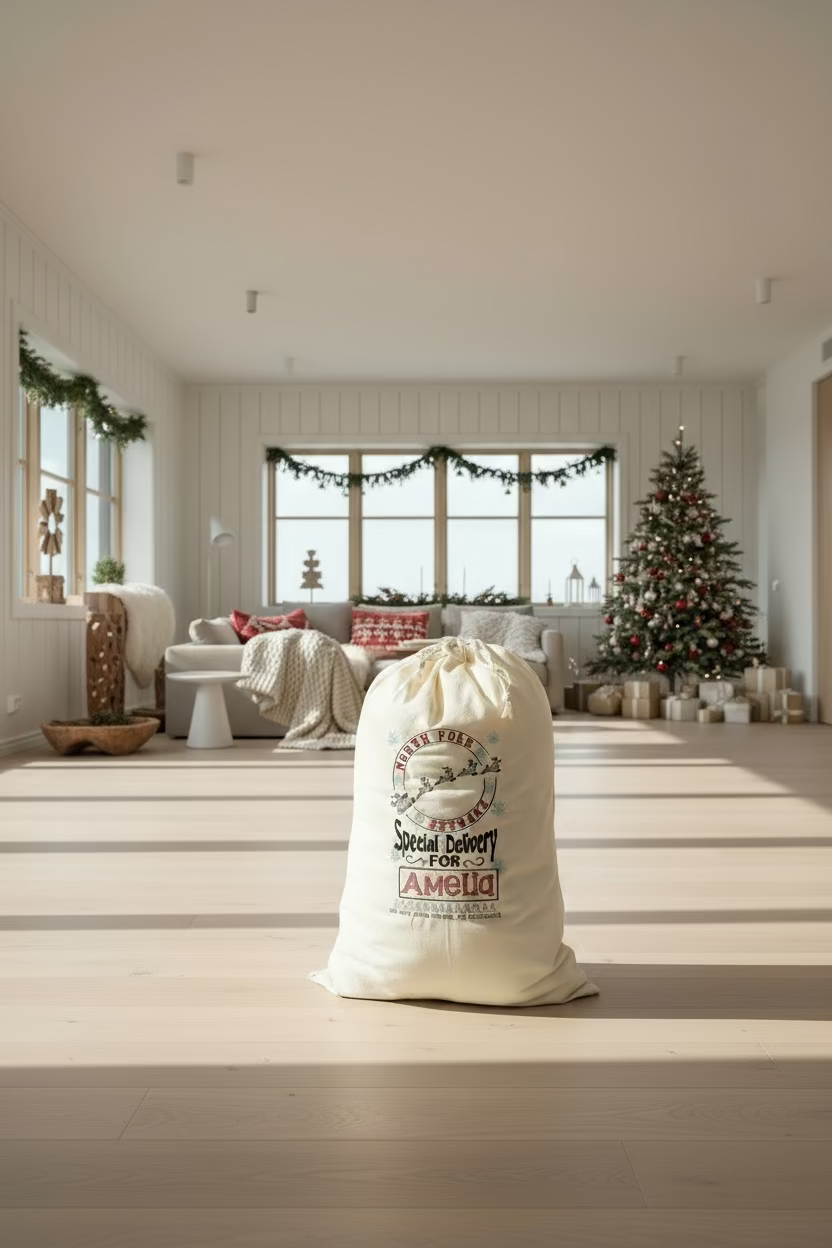 Christmas Santa Sack - Embroidered - North Pole Express Design