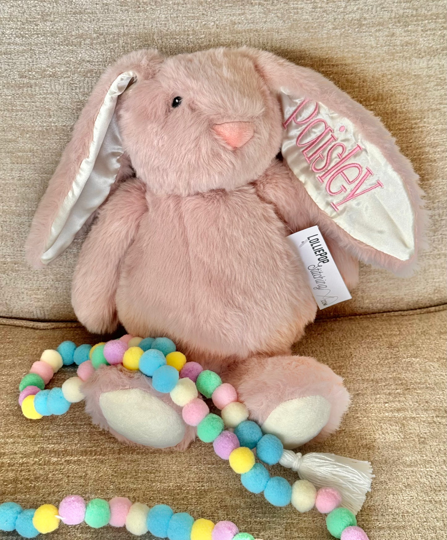 Embroidered Plushy Bunny - Floppy Eared Plush Bunny + Name