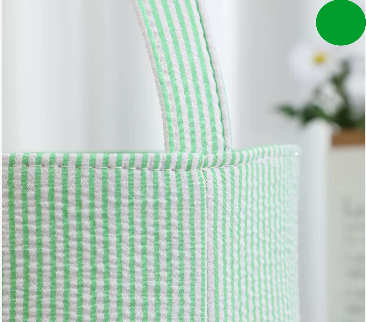 Seersucker Easter Basket - Personalized Embroidery