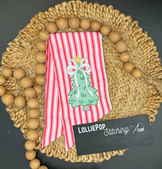 Wreath Sash - Christmas Tree With Bow Design