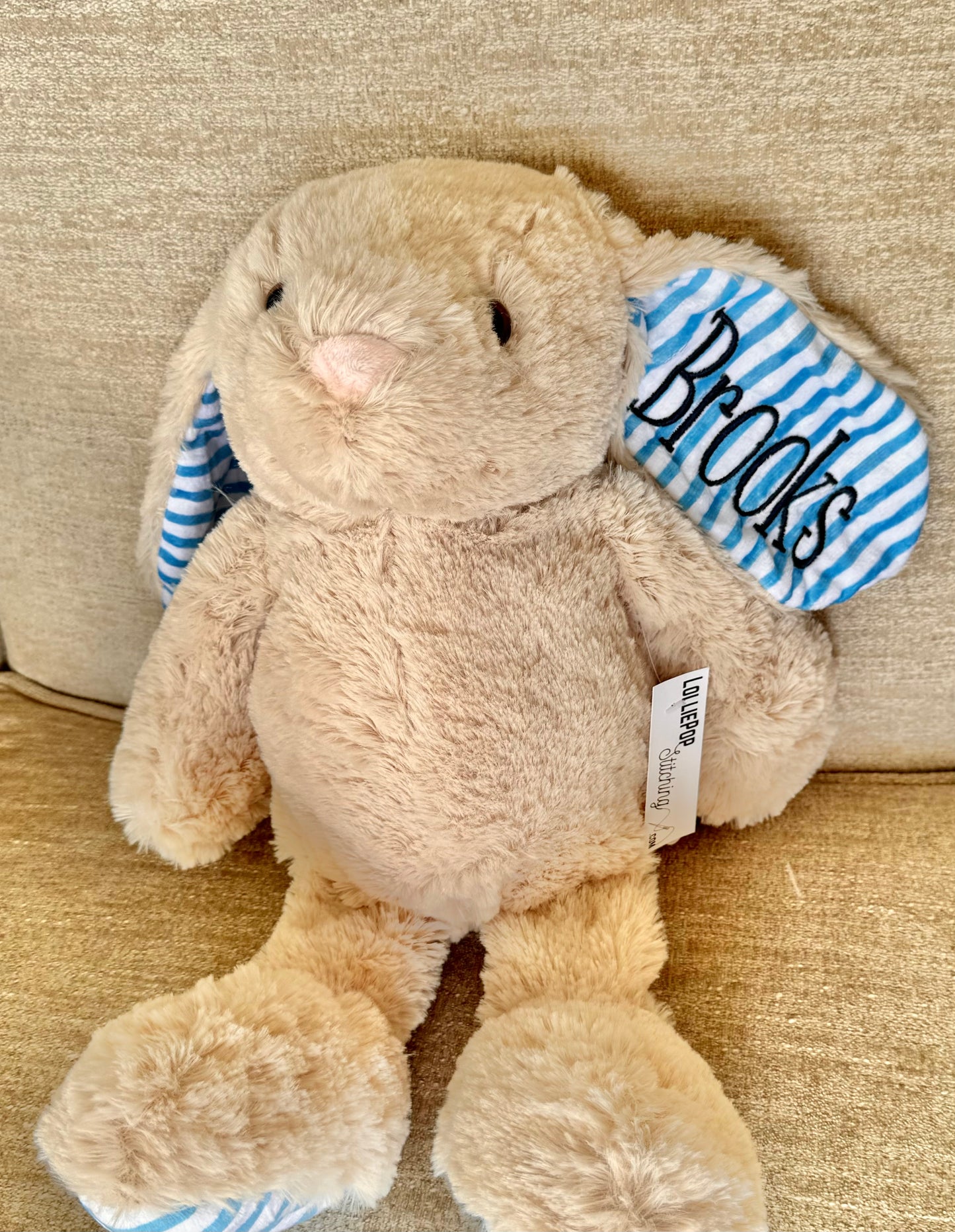 Embroidered Plushy Bunny - Floppy Eared Plush Bunny + Name