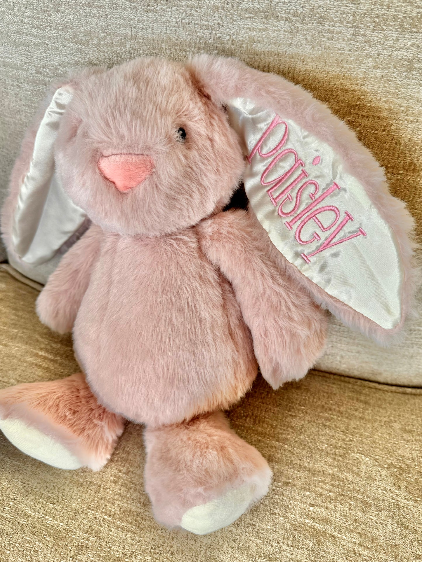 Embroidered Plushy Bunny - Floppy Eared Plush Bunny + Name