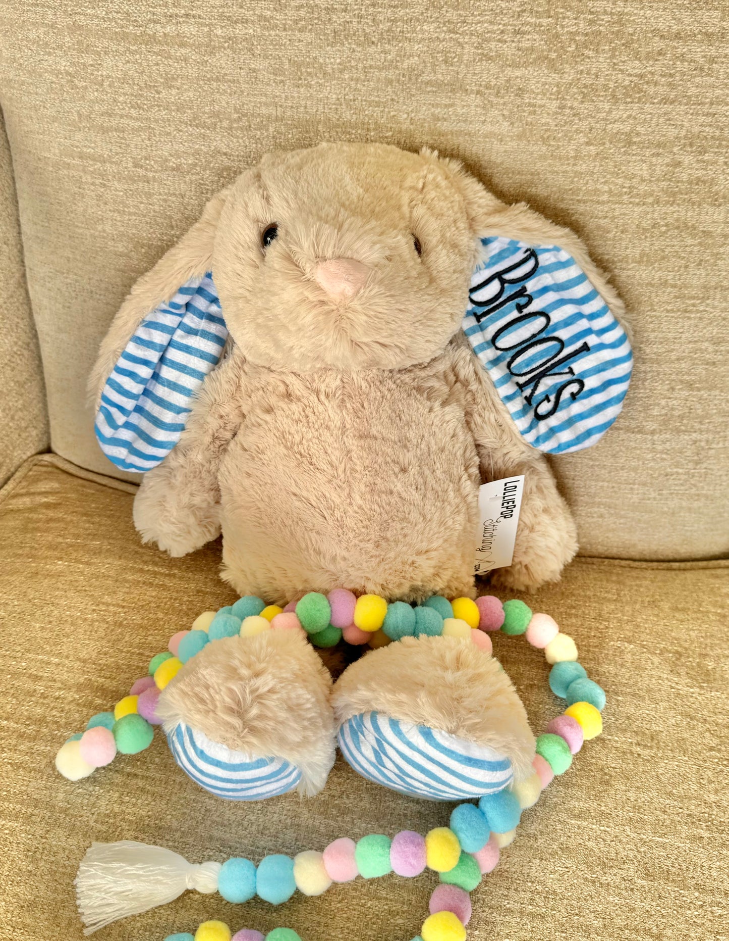 Embroidered Plushy Bunny - Floppy Eared Plush Bunny + Name