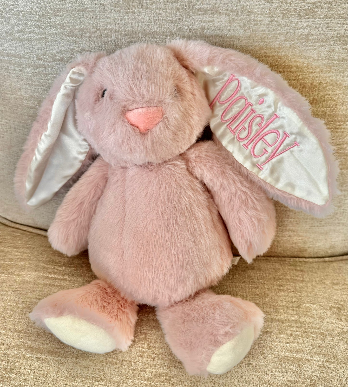 Embroidered Plushy Bunny - Floppy Eared Plush Bunny + Name