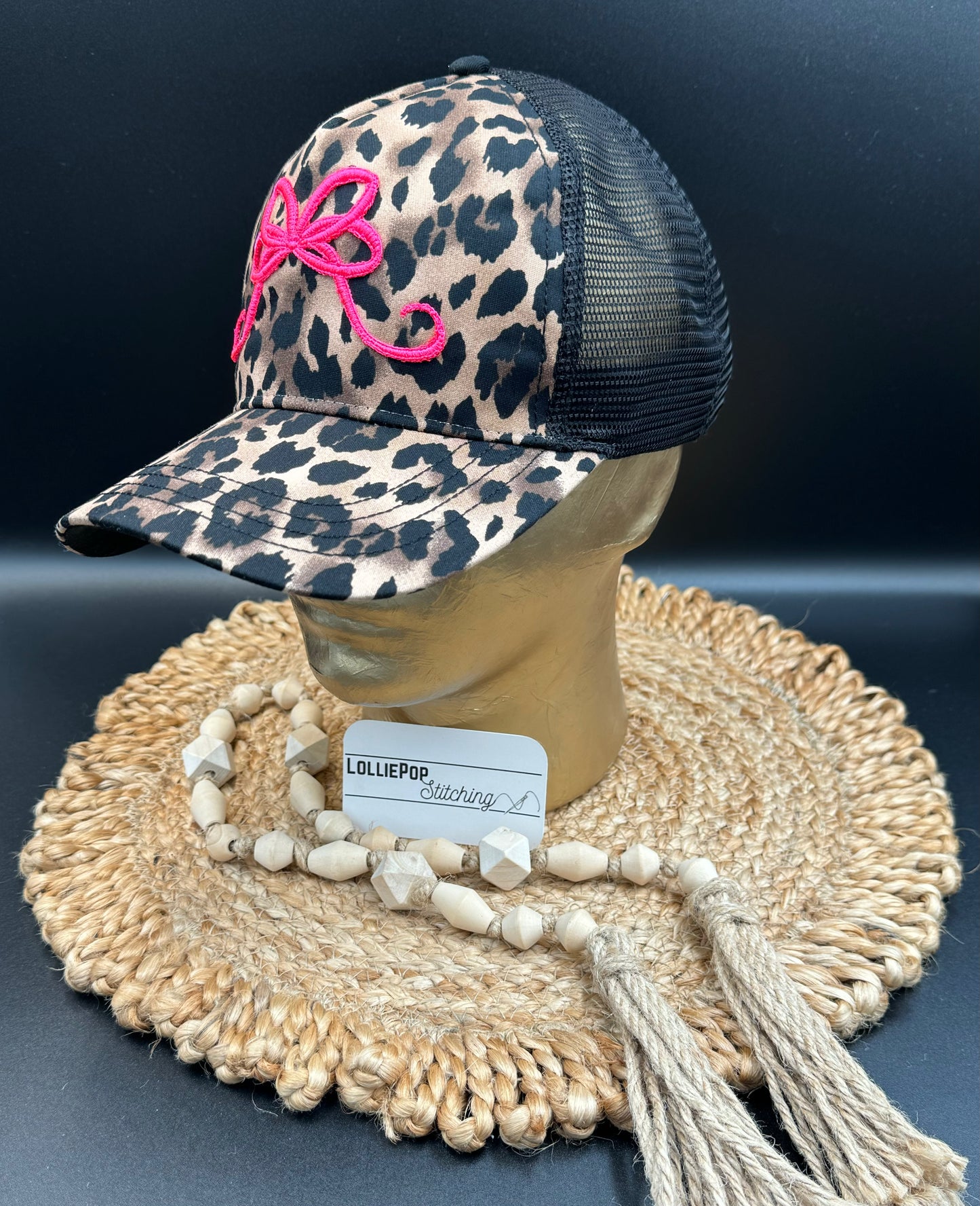 Animal Print - Hat / Ball Cap - Double Bow Design with Mesh Back