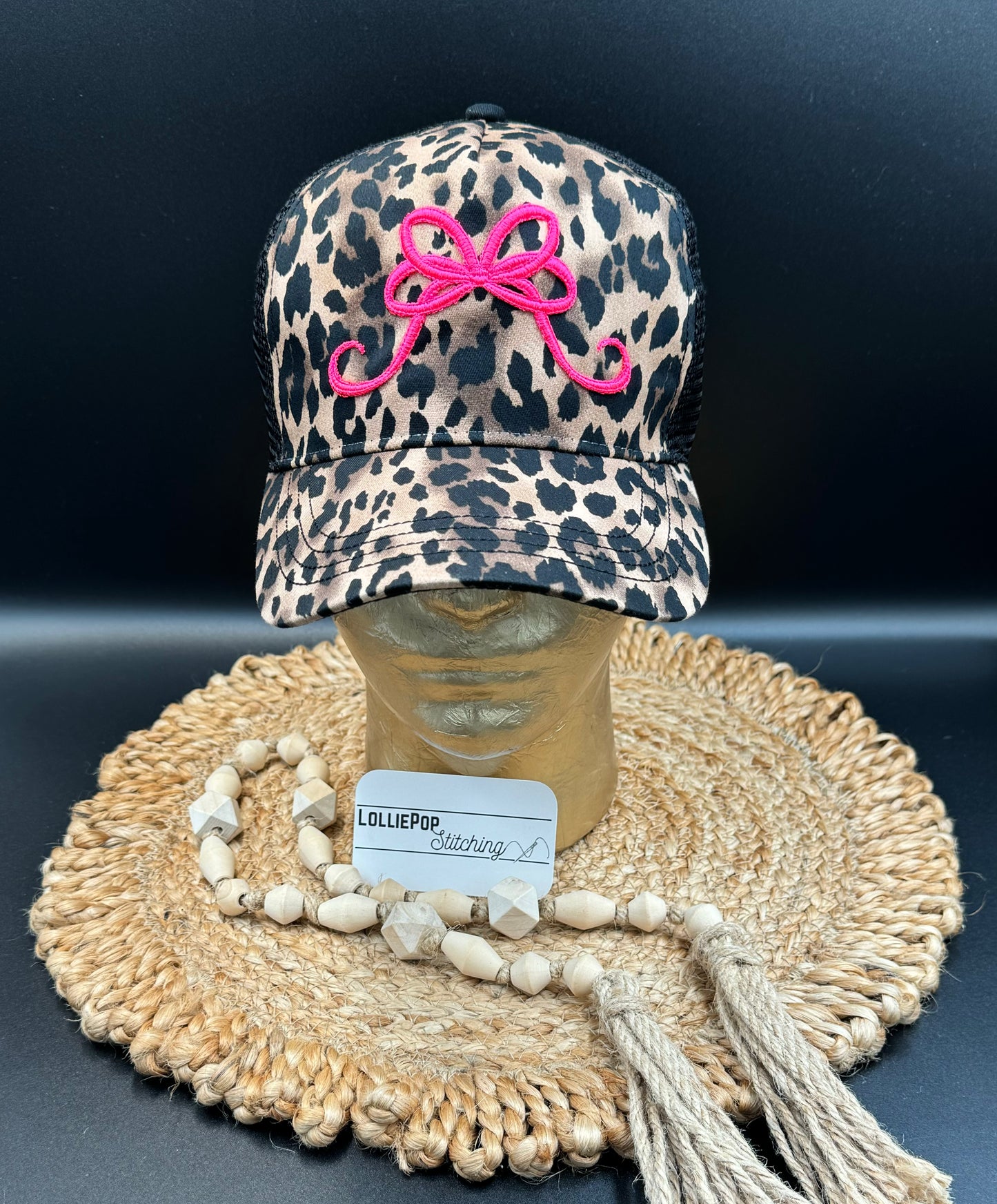 Animal Print - Hat / Ball Cap - Double Bow Design with Mesh Back