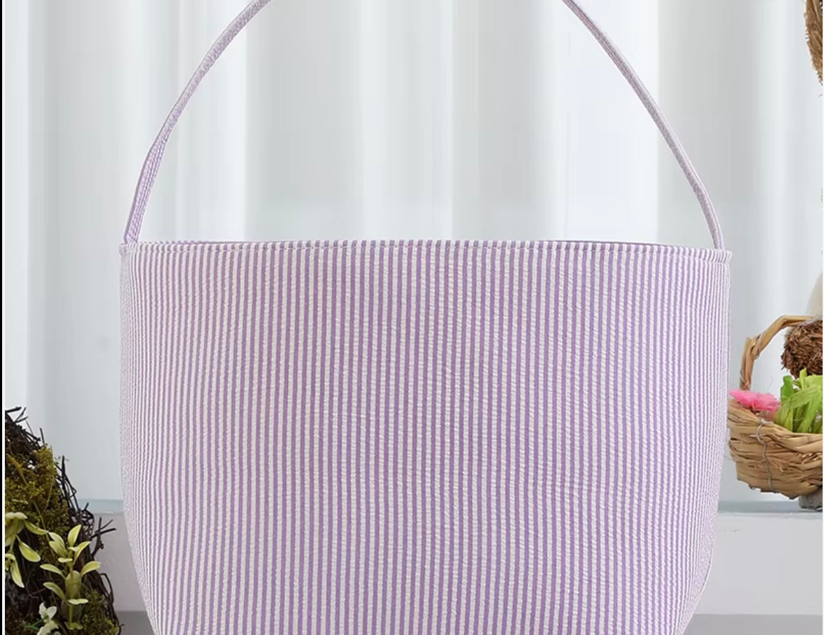Seersucker Easter Basket - Personalized Embroidery