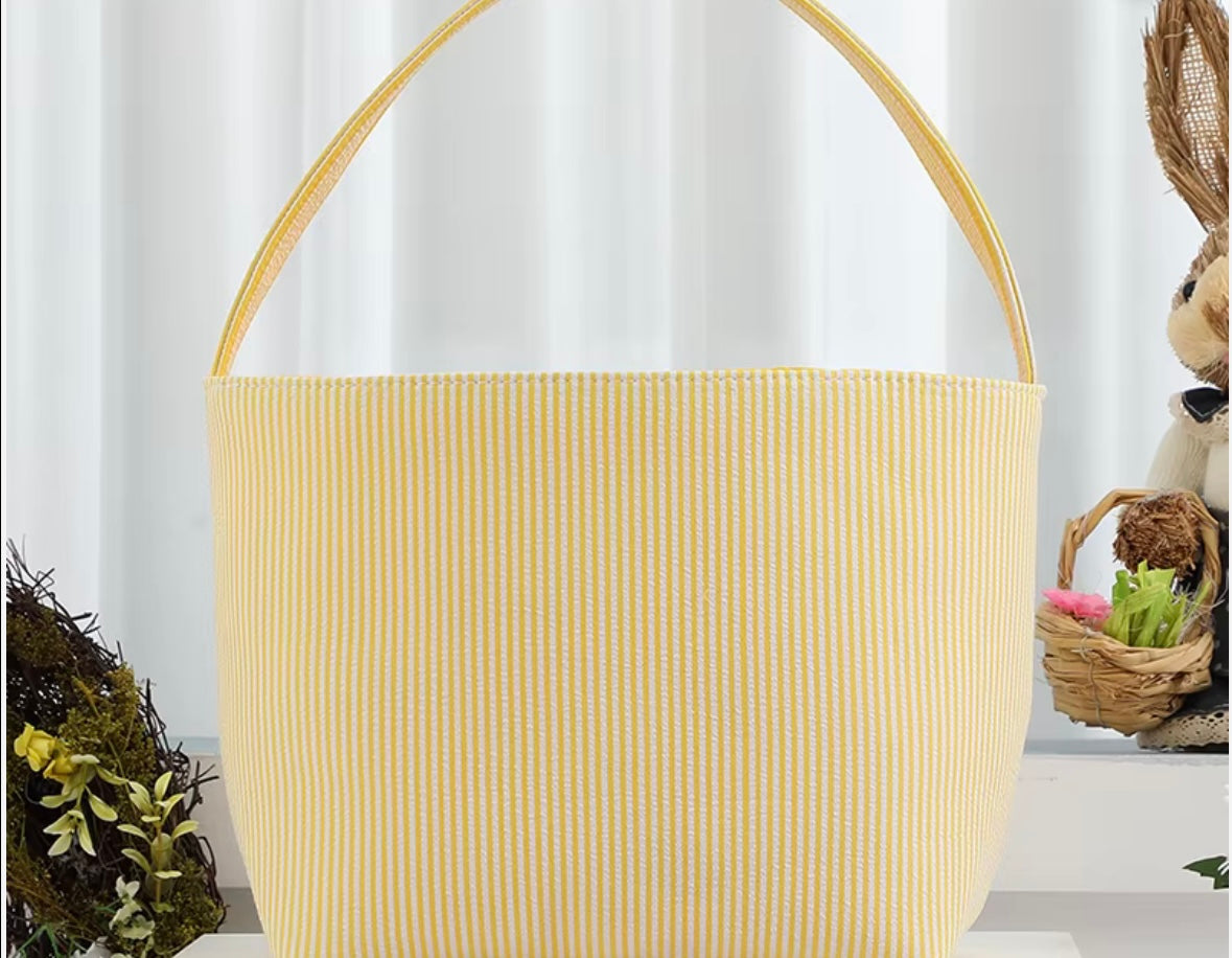 Seersucker Easter Basket - Personalized Embroidery