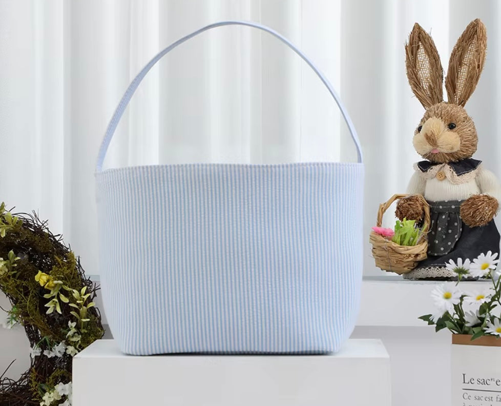 Seersucker Easter Basket - Personalized Embroidery