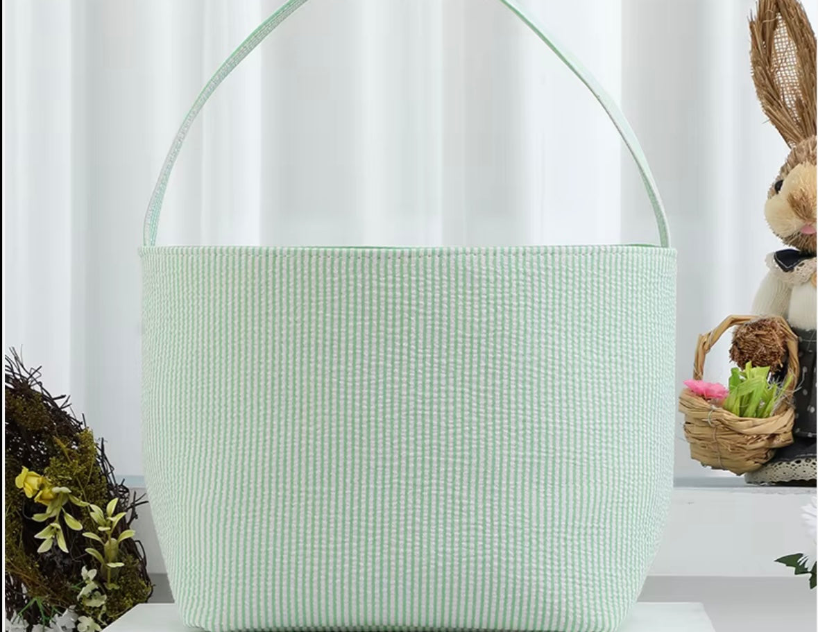 Seersucker Easter Basket - Personalized Embroidery