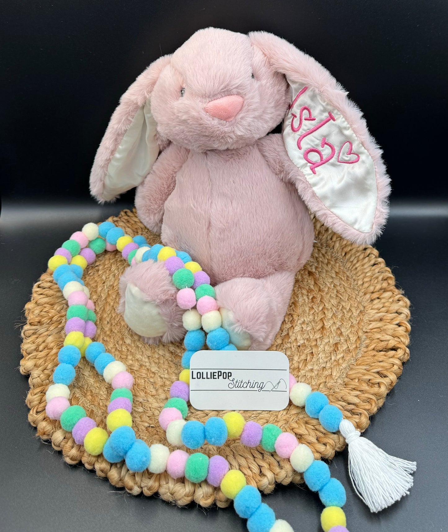 Embroidered Plushy Bunny - Floppy Eared Plush Bunny + Name